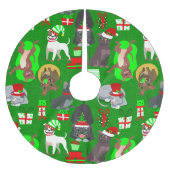 Jupon De Sapin En Polyester Brossé Chien de père Noël (Devant)