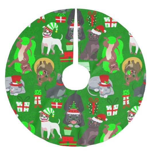 Jupon De Sapin En Polyester Brossé Chien de père Noël (Devant)