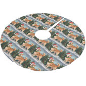Jupon De Sapin En Polyester Brossé Chien de Shiba Inu à Noël de neige (Angle)