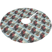 Jupon De Sapin En Polyester Brossé Chien de Terre-Neuve à Noël de neige (Angle)