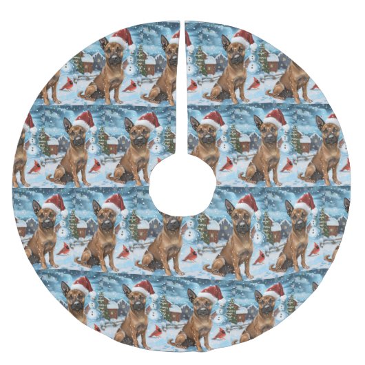 Jupon De Sapin En Polyester Brossé Chien d'hiver belge Malinoi Wonderland Noël (Devant)