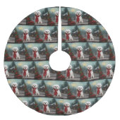 Jupon De Sapin En Polyester Brossé Chien maltais à Noël de neige (Devant)