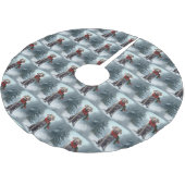 Jupon De Sapin En Polyester Brossé Chien Weimaraner à Noël de neige (Angle)