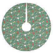 Jupon De Sapin En Polyester Brossé Chiens de Noël Motif Rouge Vert (Devant)
