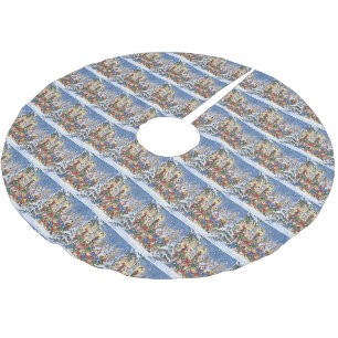Jupon De Sapin En Polyester Brossé Chiens et chats chantant des chants de Noël