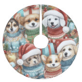 Jupon De Sapin En Polyester Brossé Chiens mûrs d'aquarelle dans les pulls (Devant)