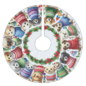 Jupon De Sapin En Polyester Brossé Chiens mûrs d'aquarelle dans les pulls (Devant)