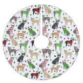 Jupon De Sapin En Polyester Brossé Chiens Pitbull de Noël (Devant)
