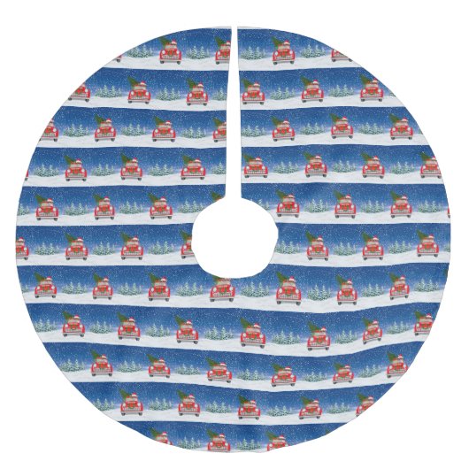 Jupon De Sapin En Polyester Brossé Chihuahua Chien Conduite Voiture En Noël De Neige (Devant)