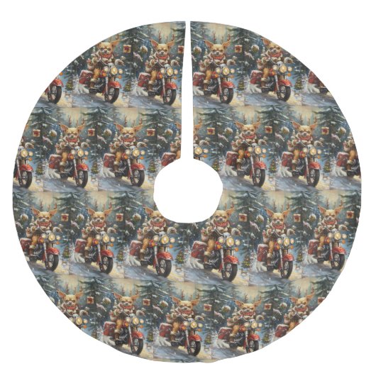 Jupon De Sapin En Polyester Brossé Chihuahua Chien équitation moto Noël (Devant)