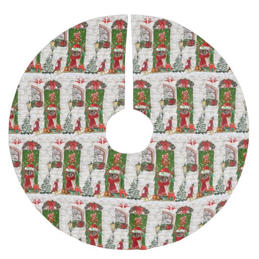 Jupon De Sapin En Polyester Brossé Chihuahua Chien Noël (Devant)