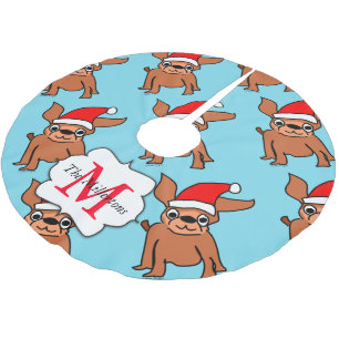 Jupon De Sapin En Polyester Brossé Chihuahua de Noël monogramme