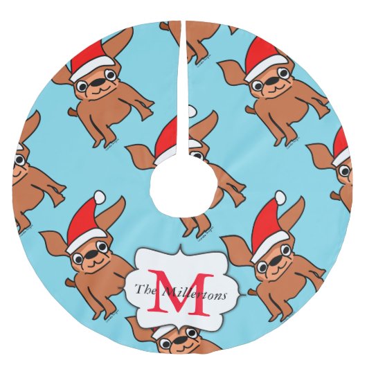 Jupon De Sapin En Polyester Brossé Chihuahua de Noël monogramme (Devant)