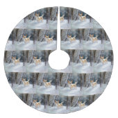 Jupon De Sapin En Polyester Brossé Chihuahua Laisser neiger Noël (Devant)