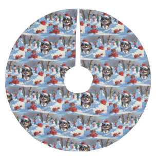 Jupon De Sapin En Polyester Brossé Chin japonais coule dans la neige avec Casquette d