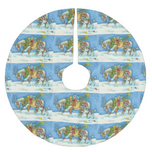 JUPON DE SAPIN EN POLYESTER BROSSÉ CHINCOTEAGUE PONIES NOËL TREE SKIRT