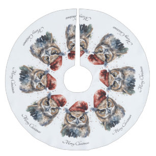 Jupon De Sapin En Polyester Brossé Chouette d'hiver enchantée, personnalisée