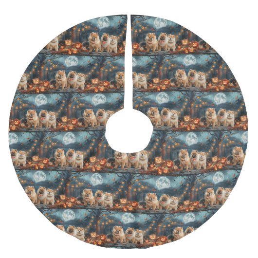 Jupon De Sapin En Polyester Brossé Chow Chow Halloween Éffrayant (Devant)