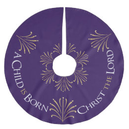 Jupon De Sapin En Polyester Brossé Christ est né Noël | Violet |