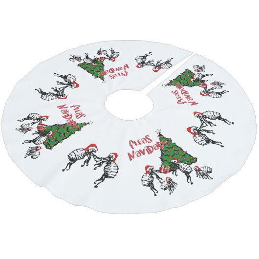 Jupon De Sapin En Polyester Brossé Christmas Dancing Fleas Navidad (Angle)