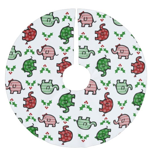 Jupon De Sapin En Polyester Brossé Christmas Elephant Patterned  (Devant)
