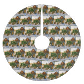Jupon De Sapin En Polyester Brossé Christmas Green Tractor With Glowing Lights (Devant)
