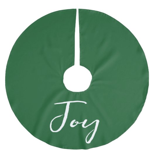 Jupon De Sapin En Polyester Brossé Christmas Joy Emerald Green Script Typographie (Devant)