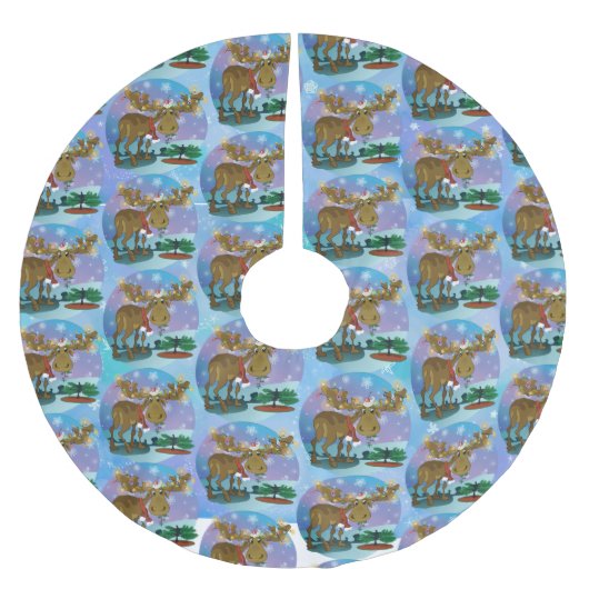 Jupon De Sapin En Polyester Brossé Christmas Moose (Devant)