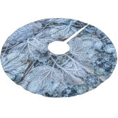 Jupon De Sapin En Polyester Brossé Christmas Party Blue Leaves Snow Winter Holidays (Angle)