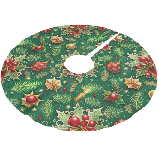 Jupon De Sapin En Polyester Brossé Christmas Theme Festive Colorful Pattern (Angle)