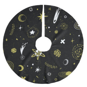 Jupon De Sapin En Polyester Brossé Ciel nocturne : motif cosmique sans soudure.