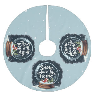 Jupon De Sapin En Polyester Brossé Citation de vacances neigeuses Maison comme nulle 