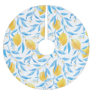 Jupon De Sapin En Polyester Brossé citrons aquarelle : motif dessiné à la main.