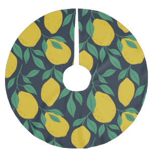Jupon De Sapin En Polyester Brossé Citrons Colorés : Vibrance Dessinée À La Main.