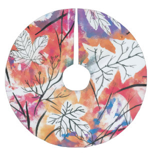 Jupon De Sapin En Polyester Brossé Citrons dessinés à la main, Motif Feuille bleu.