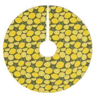 Jupon De Sapin En Polyester Brossé Citrons jaunes et motif vert olive : Citrus modern