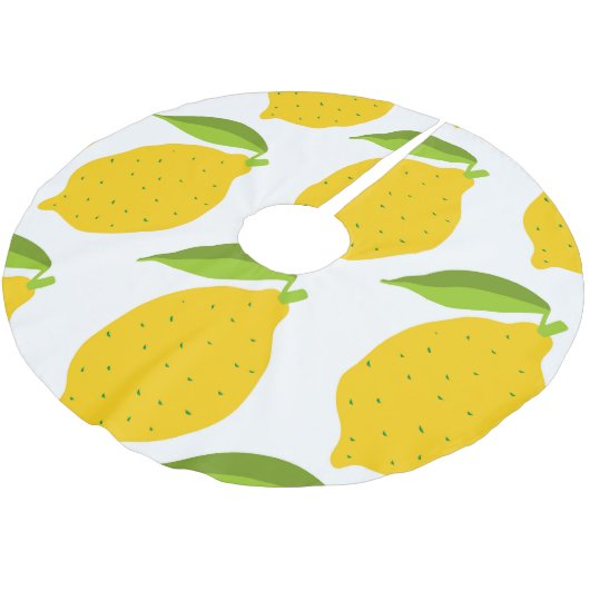 Jupon De Sapin En Polyester Brossé citrons jaunes, motif artistique sans soudure. (Angle)