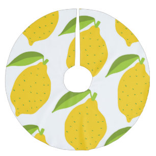 Jupon De Sapin En Polyester Brossé citrons jaunes, motif artistique sans soudure.