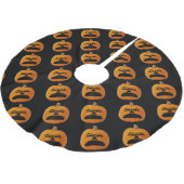 Jupon De Sapin En Polyester Brossé Citrouille d'Halloween Jack-o'-lantern Malheureux (Angle)