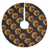 Jupon De Sapin En Polyester Brossé Citrouille d'Halloween Jack-o'-lantern Malheureux (Devant)