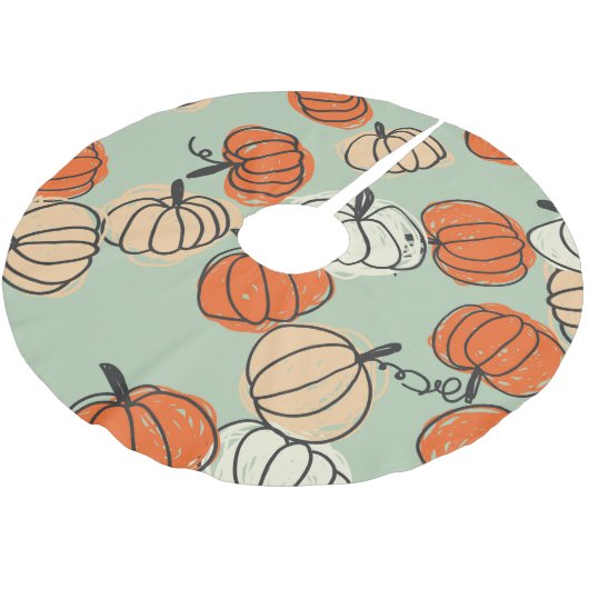 Jupon De Sapin En Polyester Brossé Citrouille : Merci motif sans soucis. (Angle)