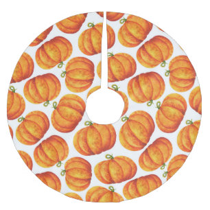 Jupon De Sapin En Polyester Brossé Citrouilles d'aquarelle : motif des cultures d'aut