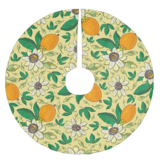 Jupon De Sapin En Polyester Brossé Citrouilles et Feuilles : Récolte d'automne