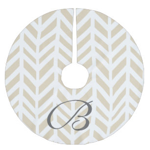Jupon De Sapin En Polyester Brossé Classé Blanc & Beige Herringbone Famille Initiale