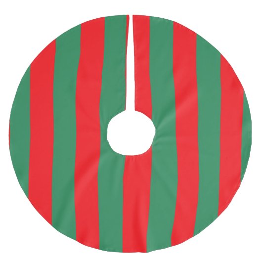 Jupon De Sapin En Polyester Brossé Classic Red and Green Christmas Stripes (Devant)