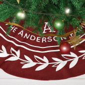 Jupon De Sapin En Polyester Brossé Classique Rouge et Blanc Laurel Famille Initiale