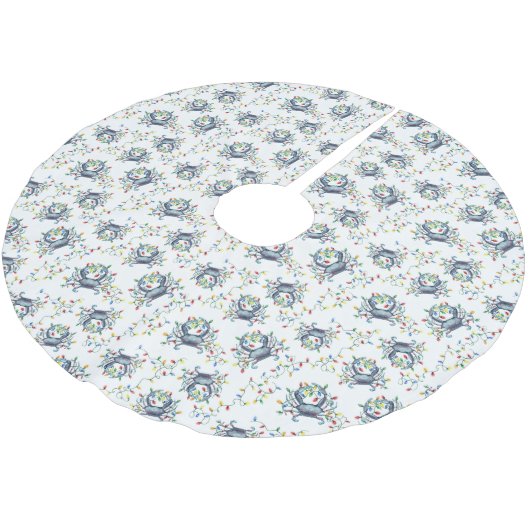 Jupon De Sapin En Polyester Brossé Coastal Crab Christmas Lights (Angle)