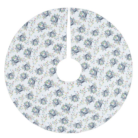 Jupon De Sapin En Polyester Brossé Coastal Crab Christmas Lights (Devant)