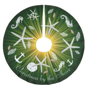 Jupon De Sapin En Polyester Brossé Coastère Noël Green Sea Life Tree Jupe