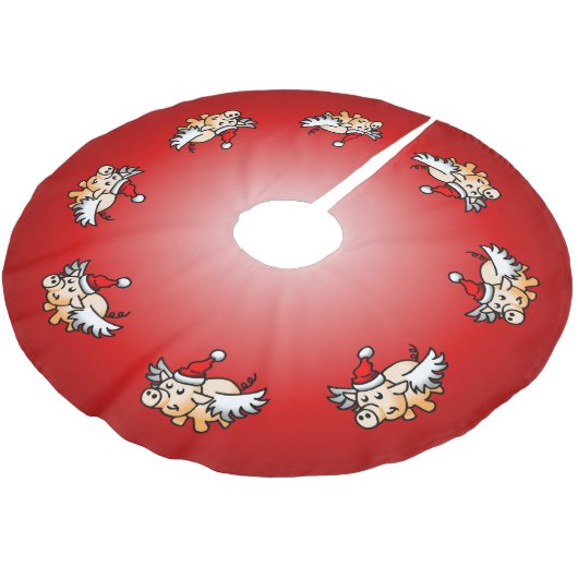 Jupon De Sapin En Polyester Brossé Cochon de Noël volant (Angle)